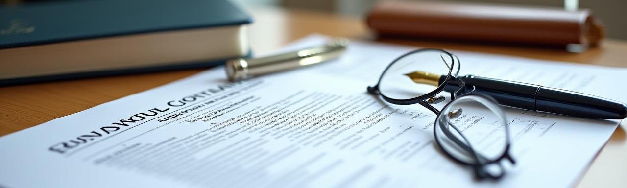 Professional legal documentation on a desk with a fountain pen
